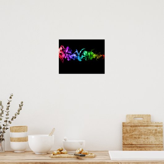 Abstraktes Rauchen - Ein Regenbogen im Dunkeln Poster (Küche)