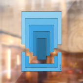 Abstraktes Rechteck in Blau Fensteraufkleber (Blatt 2)