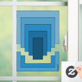 Abstraktes Rechteck in Blau Fensteraufkleber (Zuhause)