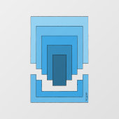 Abstraktes Rechteck in Blau Fensteraufkleber (Blatt)
