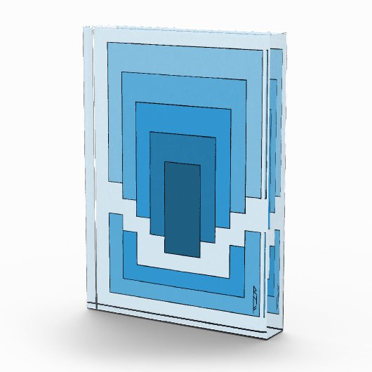 Abstraktes Rechteck in Blau Fotoblock (Rechts)