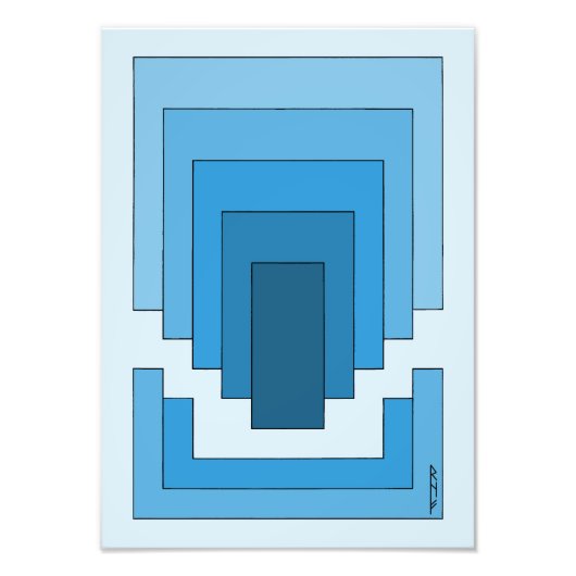 Abstraktes Rechteck in Blau Fotodruck (Vorne)