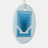 Abstraktes Rechteck in Blau Keramik Ornament (Rechts)