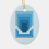 Abstraktes Rechteck in Blau Keramik Ornament (Hinten)