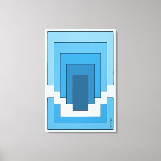 Abstraktes Rechteck in Blau Leinwanddruck (Vorderseite)