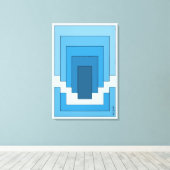 Abstraktes Rechteck in Blau Leinwanddruck (Insitu (Holzboden))