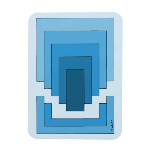 Abstraktes Rechteck in Blau Magnet (Vertikal)