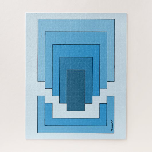 Abstraktes Rechteck in Blau Puzzle (Vertikal)