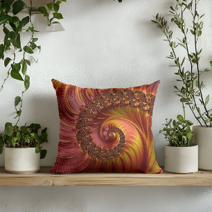 Abstraktes Red Fiery Spiral Fraktal Kissen