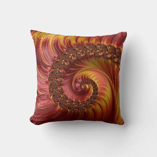 Abstraktes Red Fiery Spiral Fraktal Kissen (Vorderseite)