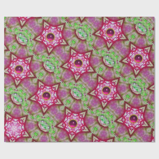 ABSTRAKTES RED PINK LILA FUCHSIA STARTEN MIT GEMS GESCHENKPAPIER (Flach)