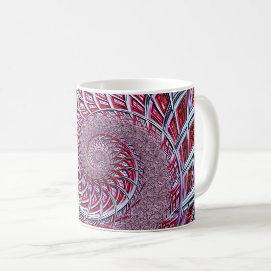Abstraktes Red Spiral Fraktal Kaffeetasse (VorderseiteRechts)