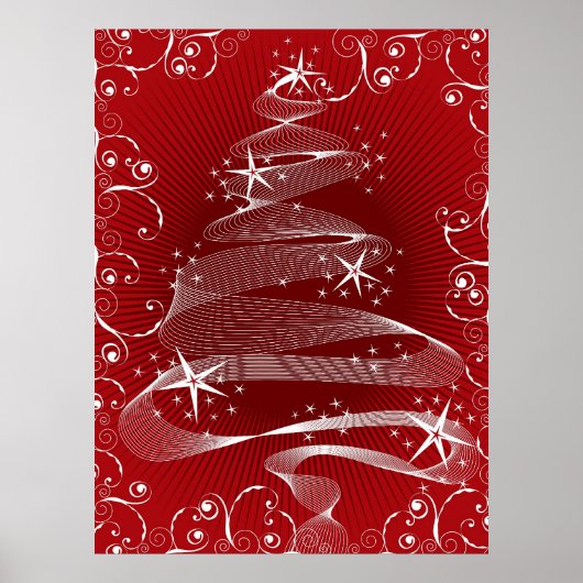 Abstraktes Red X'mas Tree & Wirbel Poster (Vorne)