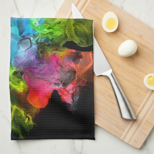 Abstraktes Regenbogen Aquarellfarben Tinte Geschirrtuch (Viertel Falte)