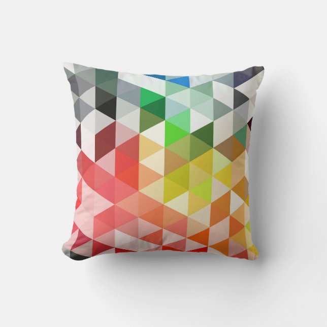 Abstraktes Regenbogen-Dreieck-Muster Kissen (Vorderseite)
