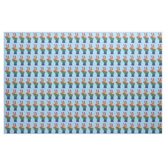 Abstraktes Regenbogen-Friedenshand-Zeichen auf maß Stoff (Yard (91,4 cm))