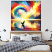 Abstraktes Regenbogen und Katze Reflektieren des O Leinwanddruck (Insitu (Schlafzimmer))