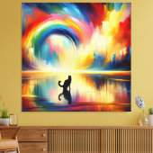 Abstraktes Regenbogen und Katze Reflektieren des O Leinwanddruck (Insitu (Wohnzimmer))