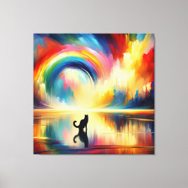 Abstraktes Regenbogen und Katze Reflektieren des O Leinwanddruck