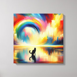 Abstraktes Regenbogen und Katze Reflektieren des O Leinwanddruck