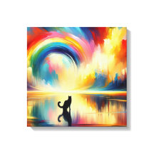 Abstraktes Regenbogen und Katze Reflektieren des O