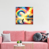 Abstraktes Regenbogen und Katze Reflektieren des O Leinwanddruck (Insitu (Wohnzimmer))