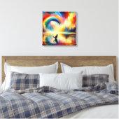 Abstraktes Regenbogen und Katze Reflektieren des O Leinwanddruck (Insitu (Schlafzimmer))