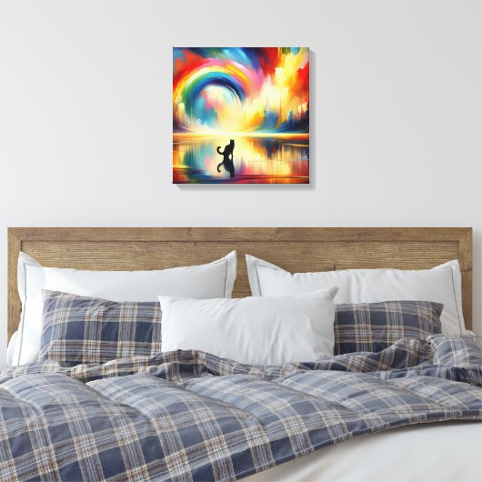 Abstraktes Regenbogen und Katze Reflektieren des O Leinwanddruck (Insitu (Schlafzimmer))