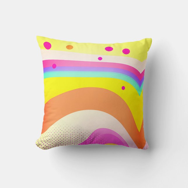 Abstraktes Regenbogen-Wellenmuster Kissen (Vorderseite)
