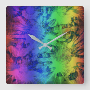 Abstraktes Regenbogendesign Quadratische Wanduhr