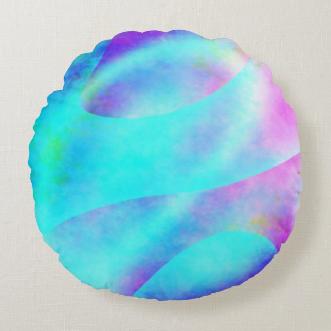 Abstraktes Regenbogendesign Rundes Kissen (Vorderseite)