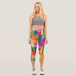 Abstraktes Regenbogenfarbmuster Capri Leggings