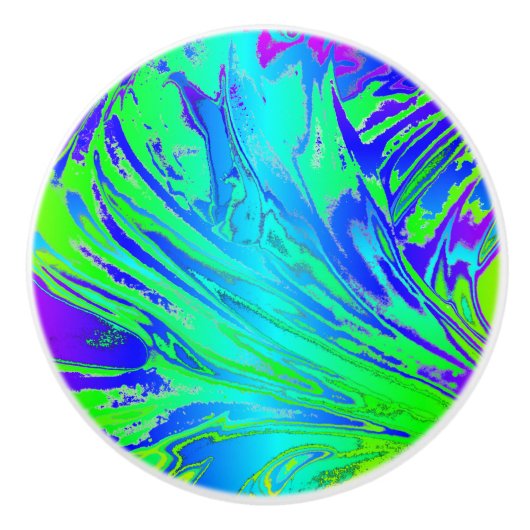 Abstraktes Regenbogenflüssig Keramikknauf (Vorderseite)