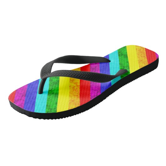 Abstraktes Regenbogenmuster Badesandalen (Schrägansicht)