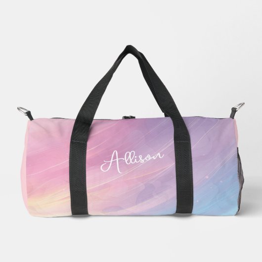 Abstraktes Regenbogenmuster in farbenfrohen Pastel Duffle Bag (Vorderseite)