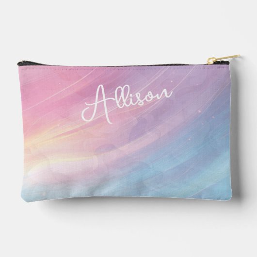 Abstraktes Regenbogenmuster in farbenfrohen Pastel Zubehörtasche (Rückseite)