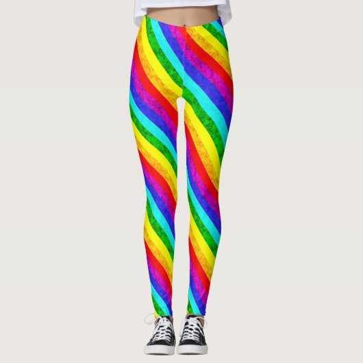 Abstraktes Regenbogenmuster Leggings (Vorderseite)