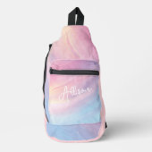 Abstraktes Regenbogenmuster, Lila rosa Crossbody Bag (Vorderseite)