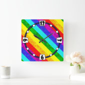 Abstraktes Regenbogenmuster Quadratische Wanduhr (Zuhause)