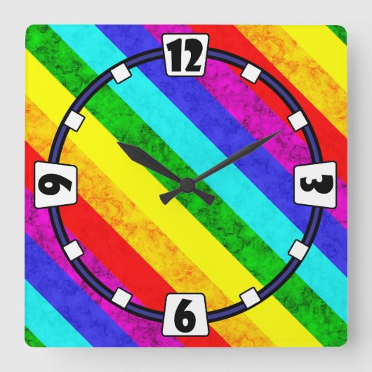 Abstraktes Regenbogenmuster Quadratische Wanduhr (Vorderseite)