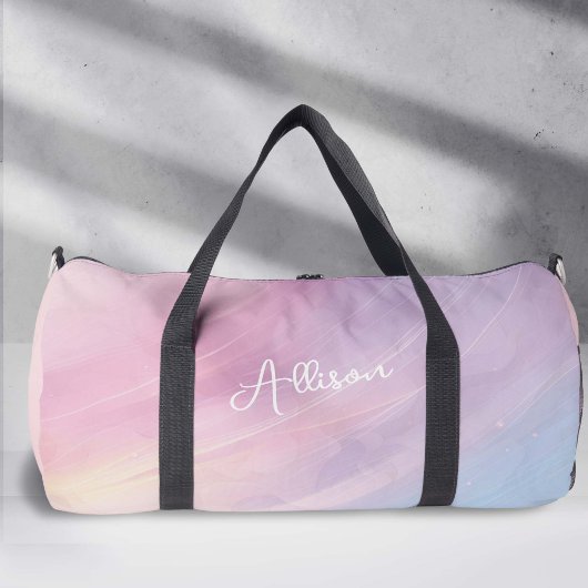 Abstraktes Regenbogenmuster, rosa Tanz Duffle Bag