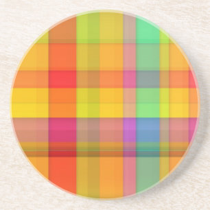 Abstraktes Regenbogenraster-Design Sandstein Untersetzer