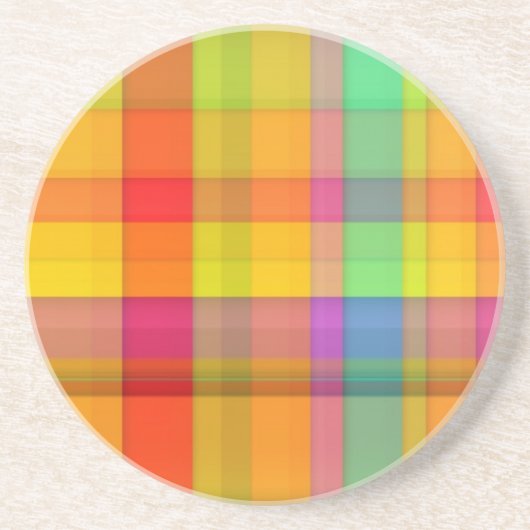 Abstraktes Regenbogenraster-Design Sandstein Untersetzer (Vorne)