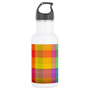 Abstraktes Regenbogenraster-Design Trinkflasche