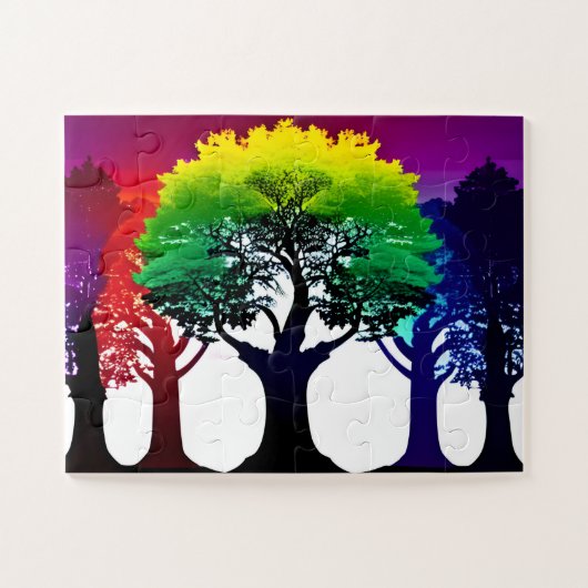 Abstraktes Regenbogenspektrum der Fall Trees Colla Puzzle (Horizontal)