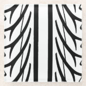 Abstraktes Reifenmuster in Schwarz und Weiß Glasuntersetzer (Vorderseite)