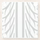 Abstraktes Reifenmuster in Schwarz und Weiß Glasuntersetzer (Rückseite)