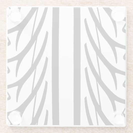 Abstraktes Reifenmuster in Schwarz und Weiß Glasuntersetzer (Rückseite)
