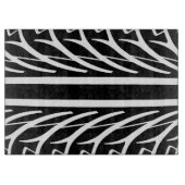 Abstraktes Reifenmuster in Schwarz und Weiß Schneidebrett (Vorderseite)
