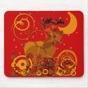 Abstraktes Rentier-Weihnachtsdesign mit Kreisen Mousepad